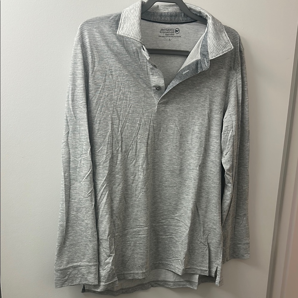 Vineyard Vines Long Sleeve Polo, Grey Stripes, Lg